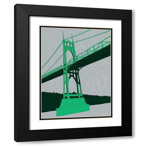 St. Johns Bridge - Portland Black Modern Wood Framed Art Print with Double Matting by Donahue, Shane