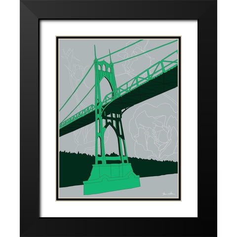 St. Johns Bridge - Portland Black Modern Wood Framed Art Print with Double Matting by Donahue, Shane