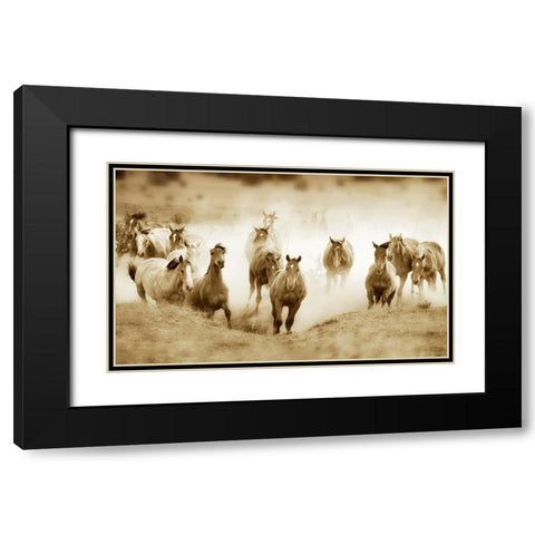 San Cristobol Horses Black Modern Wood Framed Art Print with Double Matting by Dearing, Lisa
