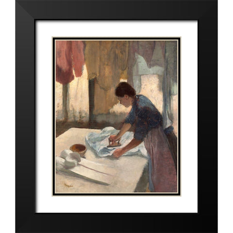 Woman Ironing, c. 1876-1877 Black Modern Wood Framed Art Print with Double Matting by Degas, Edgar