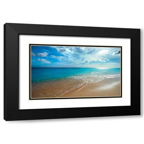 Turquoise Tranquility Black Modern Wood Framed Art Print with Double Matting by Davis, Lizzy