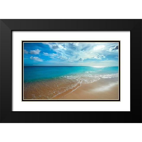 Turquoise Tranquility Black Modern Wood Framed Art Print with Double Matting by Davis, Lizzy