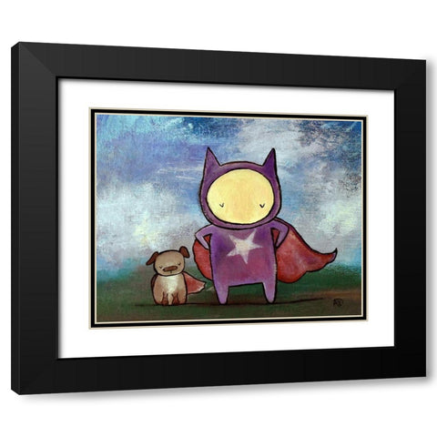 Superhero Friends Black Modern Wood Framed Art Print with Double Matting by Doss, Andrea