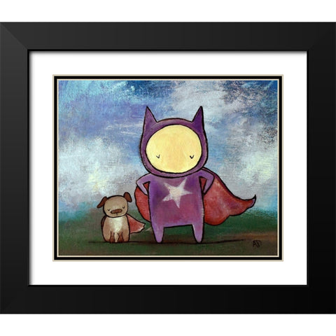 Superhero Friends Black Modern Wood Framed Art Print with Double Matting by Doss, Andrea