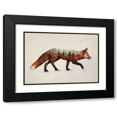 The Red Fox Black Modern Wood Framed Art Print with Double Matting by Davies Babies