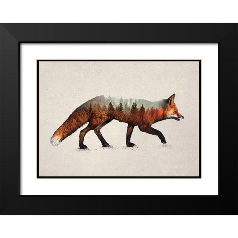 The Red Fox Black Modern Wood Framed Art Print with Double Matting by Davies Babies
