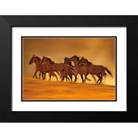 Night Runners Black Modern Wood Framed Art Print with Double Matting by Dearing, Lisa