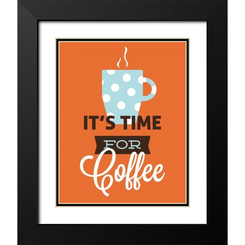 Coffee Time - Orange Black Modern Wood Framed Art Print with Double Matting by Duncan, Genesis