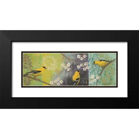 Goldfinches Blooming Black Modern Wood Framed Art Print with Double Matting by Donharl, Margaret