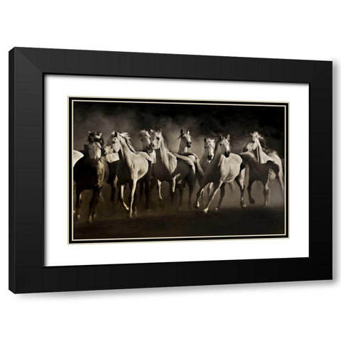 Dream Horses Black Modern Wood Framed Art Print with Double Matting by Dearing, Lisa