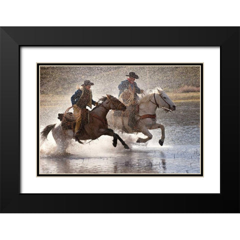 Splash Dance Black Modern Wood Framed Art Print with Double Matting by Dearing, Lisa