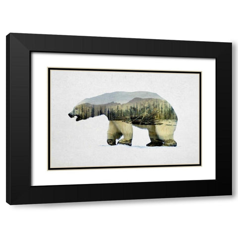 Arctic Polar Bear Black Modern Wood Framed Art Print with Double Matting by Davies Babies