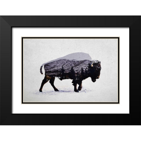 The American Bison Black Modern Wood Framed Art Print with Double Matting by Davies Babies