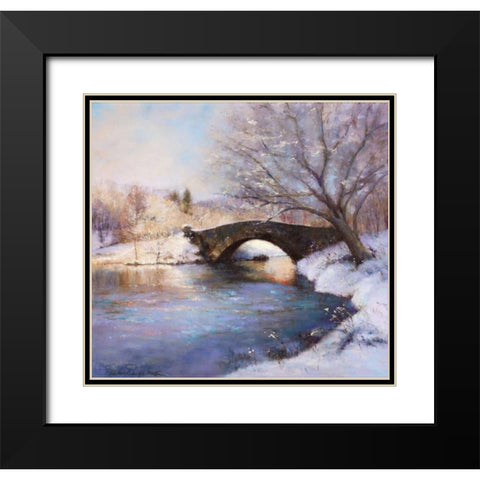 Central Park Bridge Black Modern Wood Framed Art Print with Double Matting by Engelman, Esther