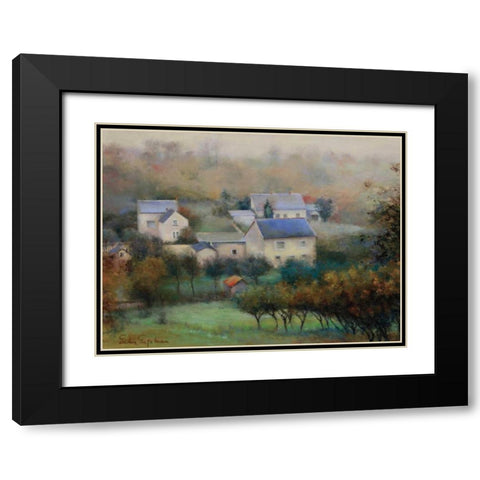 Countryside Hamlet Black Modern Wood Framed Art Print with Double Matting by Engelman, Esther