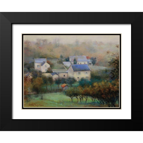 Countryside Hamlet Black Modern Wood Framed Art Print with Double Matting by Engelman, Esther