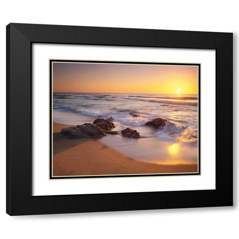 Pacific Calm Black Modern Wood Framed Art Print with Double Matting by Foster, Christopher