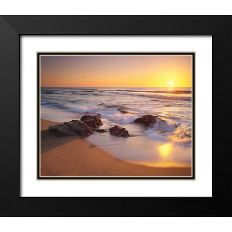 Pacific Calm Black Modern Wood Framed Art Print with Double Matting by Foster, Christopher