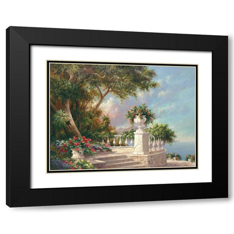 Balcony at Lake Como Black Modern Wood Framed Art Print with Double Matting by Fronckowiak, Art