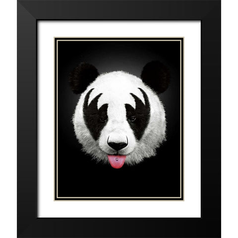 Panda Rocks Black Modern Wood Framed Art Print with Double Matting by Farkas, Robert