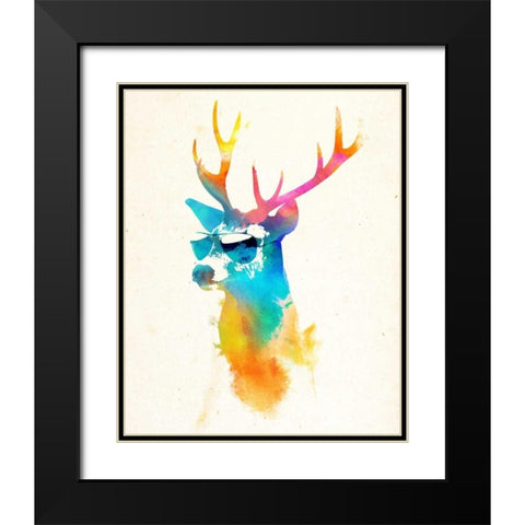 Sunny Stag Black Modern Wood Framed Art Print with Double Matting by Farkas, Robert