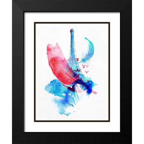 Pigeons of Paris Black Modern Wood Framed Art Print with Double Matting by Farkas, Robert