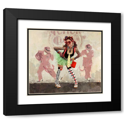 Devil or Angel? Black Modern Wood Framed Art Print with Double Matting by Fitzpatrick, Michael