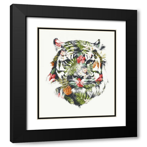 Tropical Tiger Black Modern Wood Framed Art Print with Double Matting by Farkas, Robert