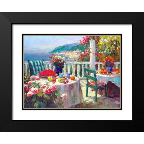 Terrace Brunch Black Modern Wood Framed Art Print with Double Matting by Furtesen