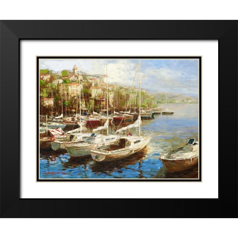 Harbor Bay Black Modern Wood Framed Art Print with Double Matting by Furtesen