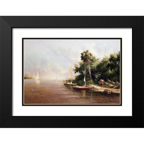 Fisherman Landing Black Modern Wood Framed Art Print with Double Matting by Fronckowiak, Art