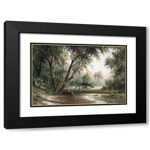 Forked Creek Black Modern Wood Framed Art Print with Double Matting by Fronckowiak, Art