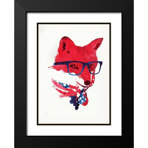 American Fox Black Modern Wood Framed Art Print with Double Matting by Farkas, Robert