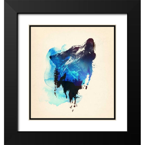 Alone As a Wolf Black Modern Wood Framed Art Print with Double Matting by Farkas, Robert