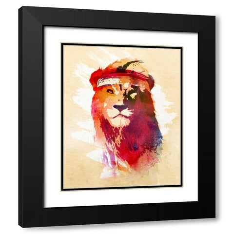 Gym Lion Black Modern Wood Framed Art Print with Double Matting by Farkas, Robert