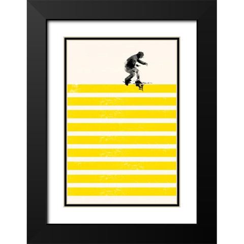 Slide in Stripes Black Modern Wood Framed Art Print with Double Matting by Farkas, Robert