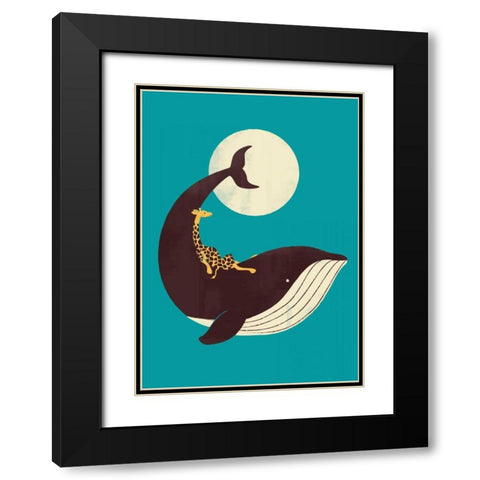 The Giraffe and The Whale Black Modern Wood Framed Art Print with Double Matting by Fleck, Jay