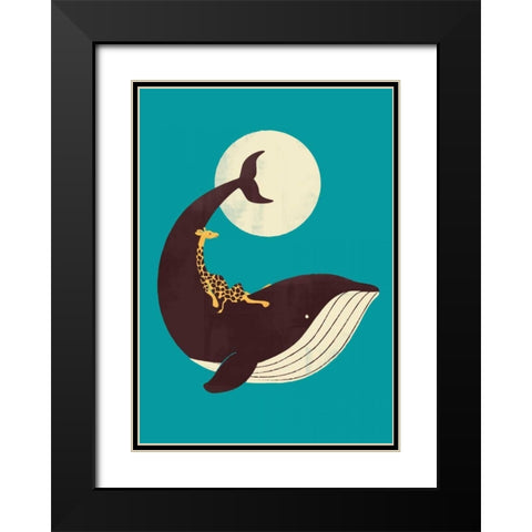 The Giraffe and The Whale Black Modern Wood Framed Art Print with Double Matting by Fleck, Jay
