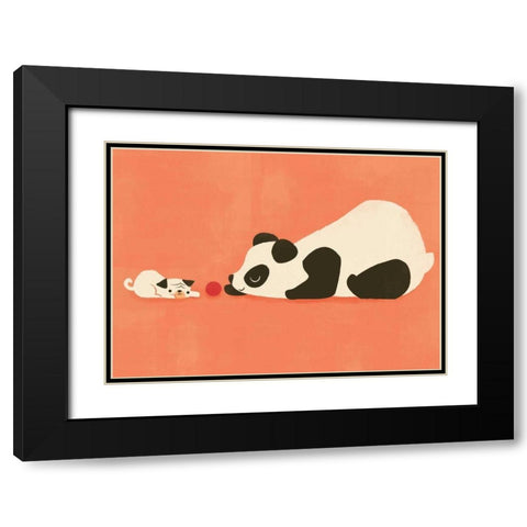 The Pug and The Panda Black Modern Wood Framed Art Print with Double Matting by Fleck, Jay