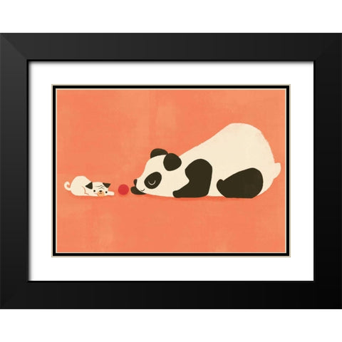 The Pug and The Panda Black Modern Wood Framed Art Print with Double Matting by Fleck, Jay