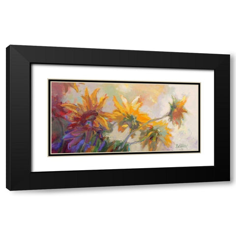 Three Long Blossoms Black Modern Wood Framed Art Print with Double Matting by Forst, Beth A.