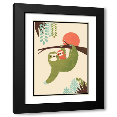 Mama Sloth Black Modern Wood Framed Art Print with Double Matting by Fleck, Jay