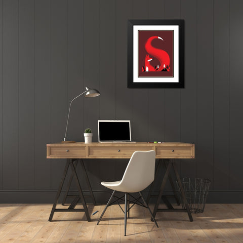 S Like a Fox Black Modern Wood Framed Art Print with Double Matting by Farkas, Robert