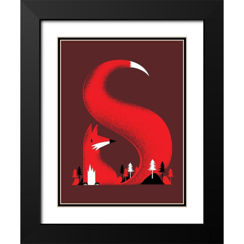 S Like a Fox Black Modern Wood Framed Art Print with Double Matting by Farkas, Robert