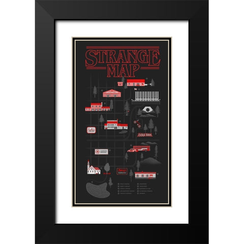 Strange Map Black Modern Wood Framed Art Print with Double Matting by Farkas, Robert