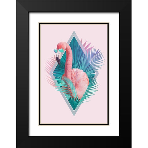 Tropical Leaves Black Modern Wood Framed Art Print with Double Matting by Farkas, Robert