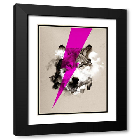 Wolf Rocks Black Modern Wood Framed Art Print with Double Matting by Farkas, Robert