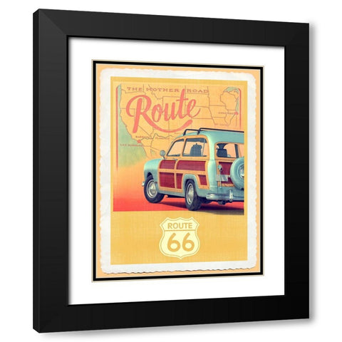 Route 66 Vintage Travel Black Modern Wood Framed Art Print with Double Matting by Fielding, Edward M.