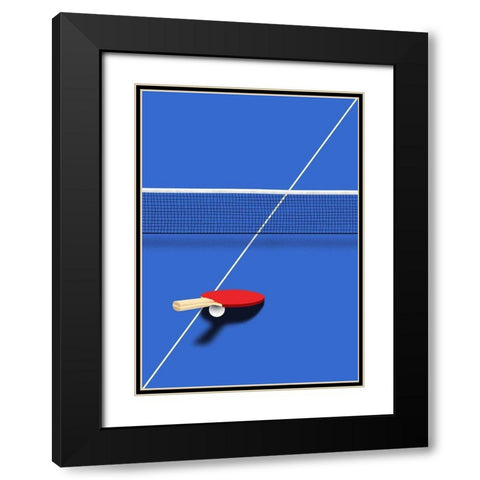 Pingpong Black Modern Wood Framed Art Print with Double Matting by Farkas, Robert