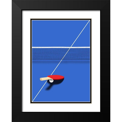 Pingpong Black Modern Wood Framed Art Print with Double Matting by Farkas, Robert